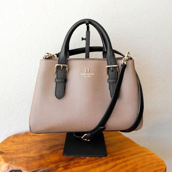 KATE SPADE COVE STREET PROVENCE SATCHEL TAUPE DUNE BLACK COLORBLOCK with STRAP - Picture 1 of 13